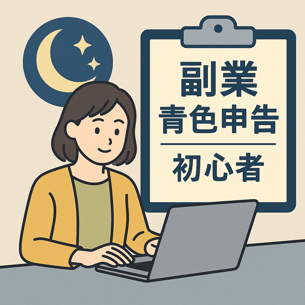 副業 青色申告 初心者 をテーマにしたイメージ
