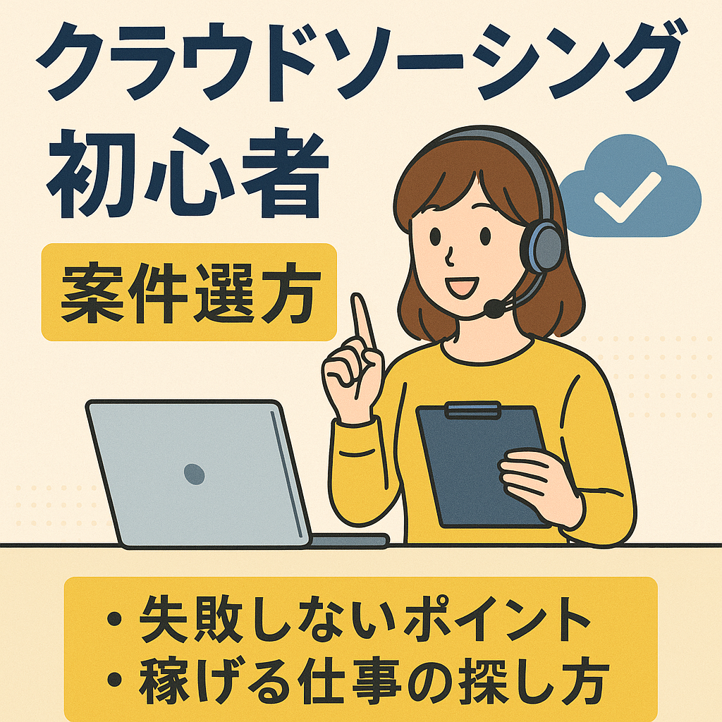 クラウドソーシング 初心者 案件 選び方 を解説するイメージ