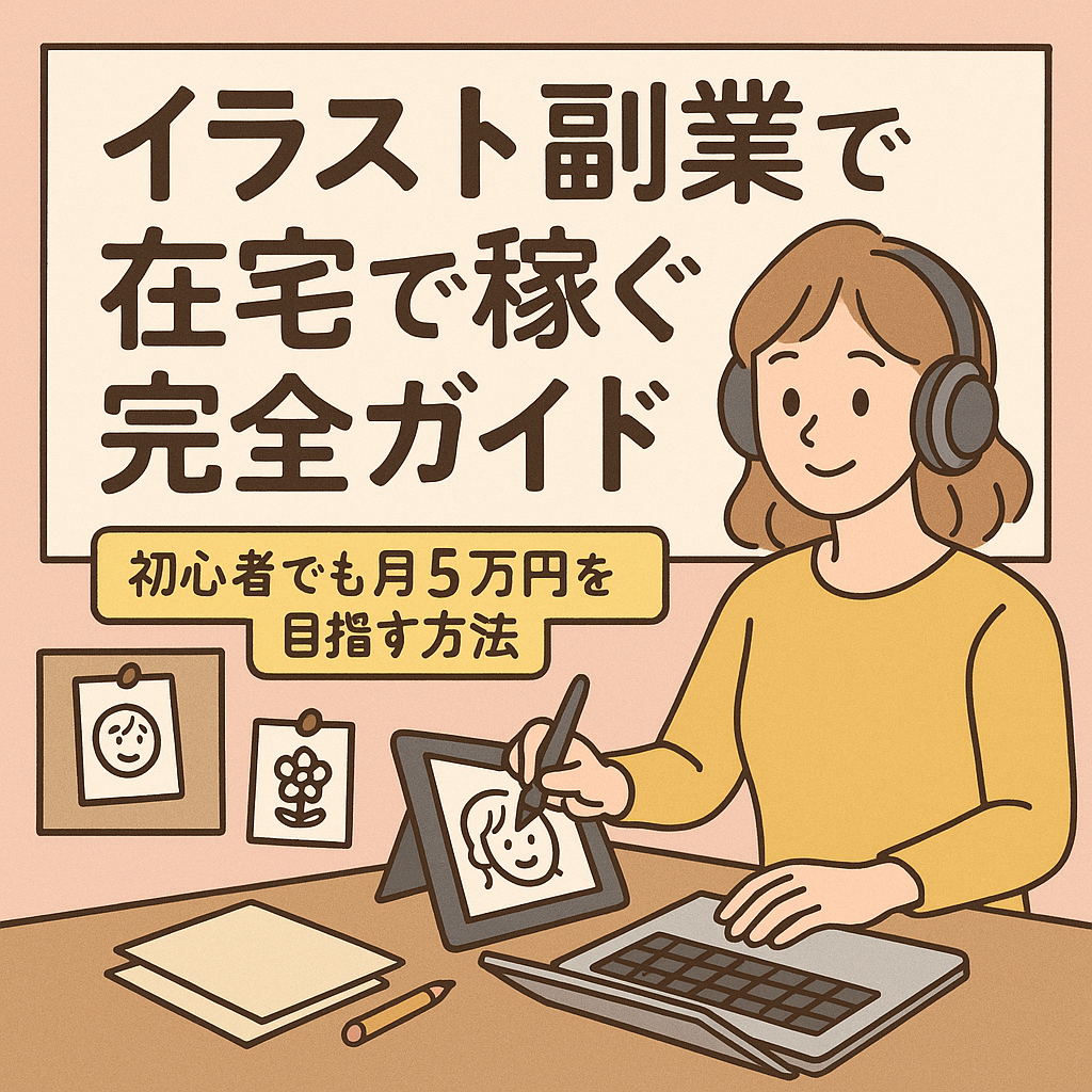 在宅でイラスト副業を始める女性のイメージ