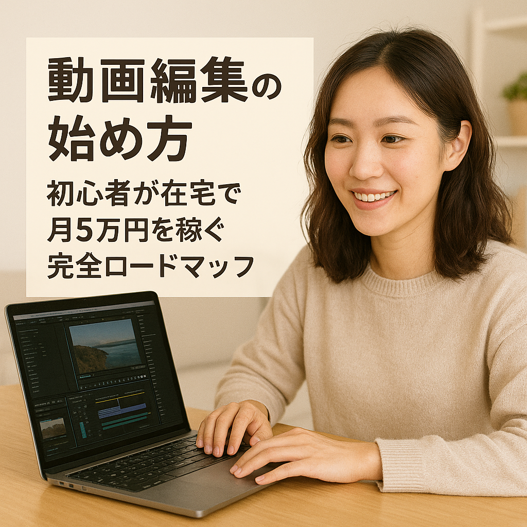 在宅で動画編集を行う初心者のイメージ