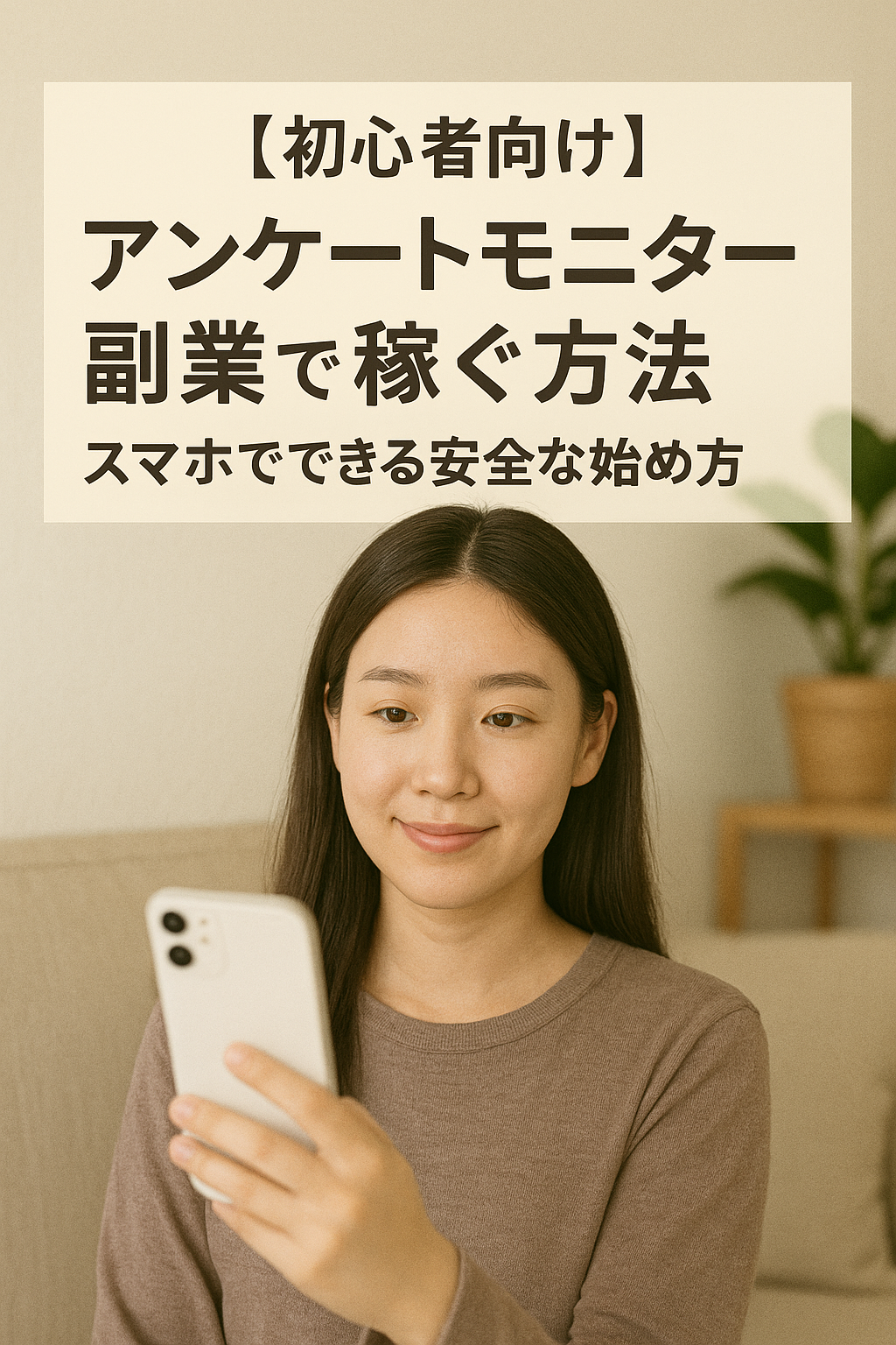 スマホでアンケートに回答する女性のイメージ
