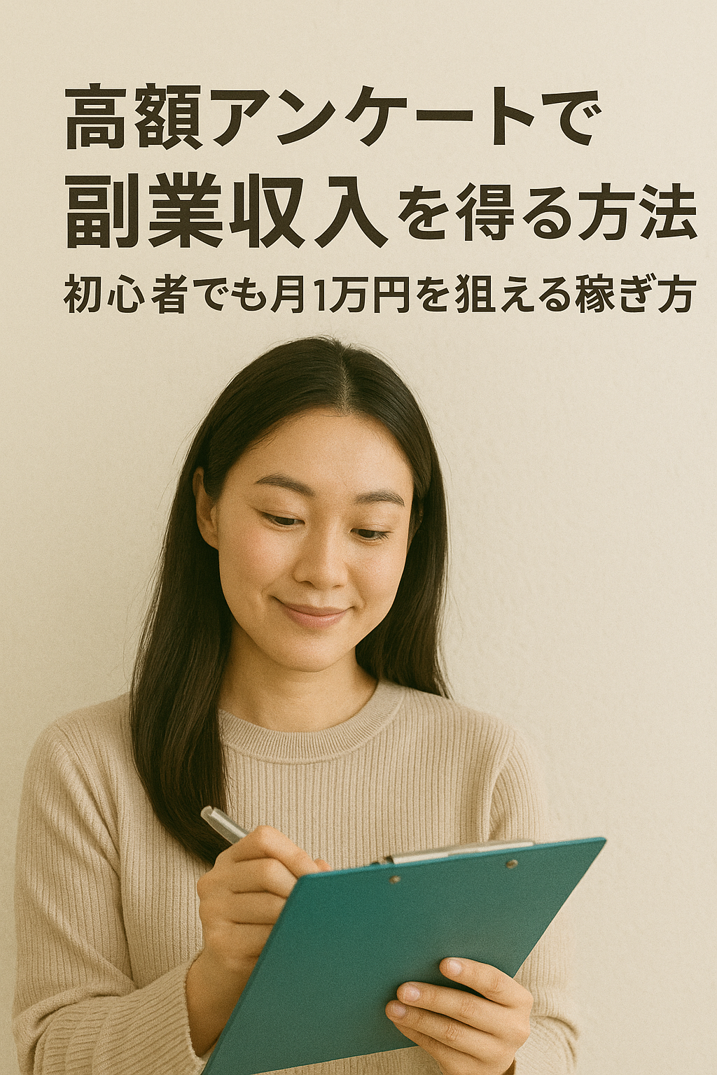 高額アンケート副業で稼ぐ女性のイメージ