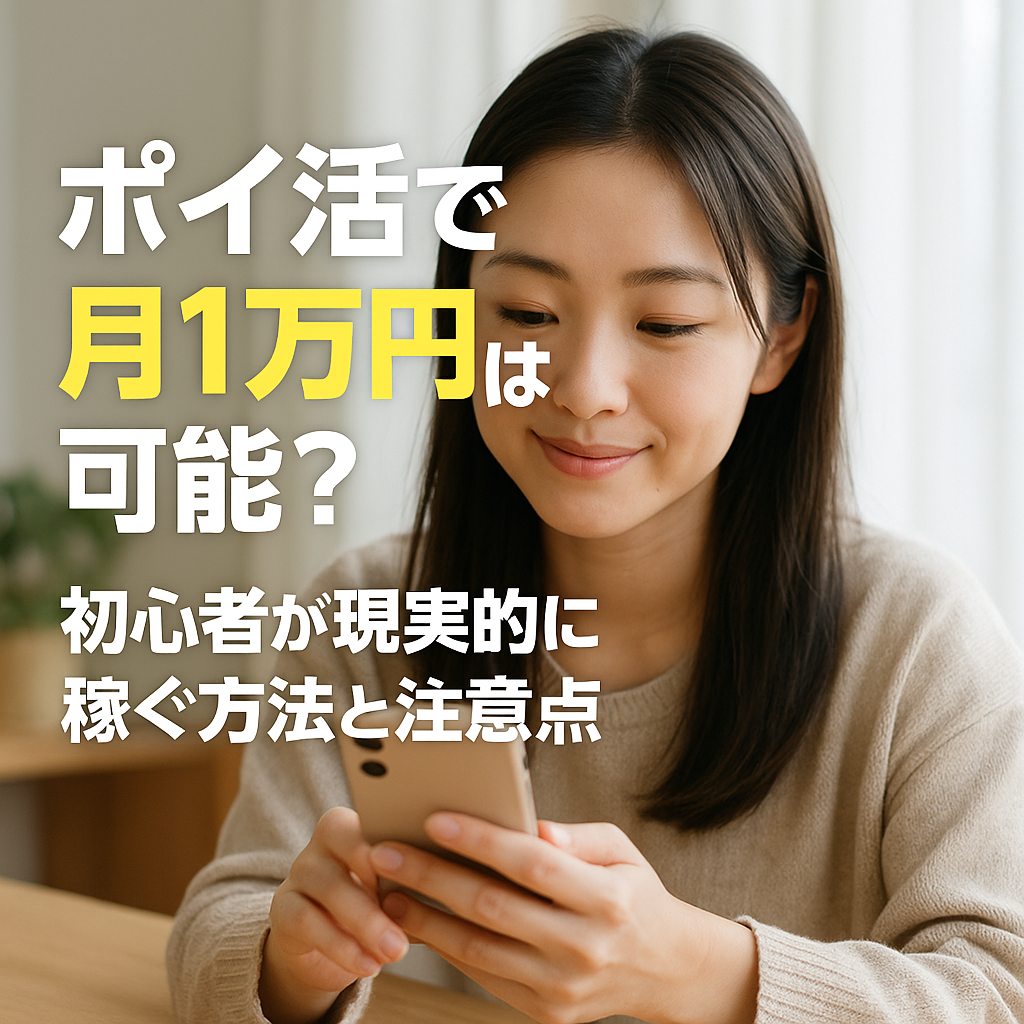 スマホでポイ活を行う女性のイメージ