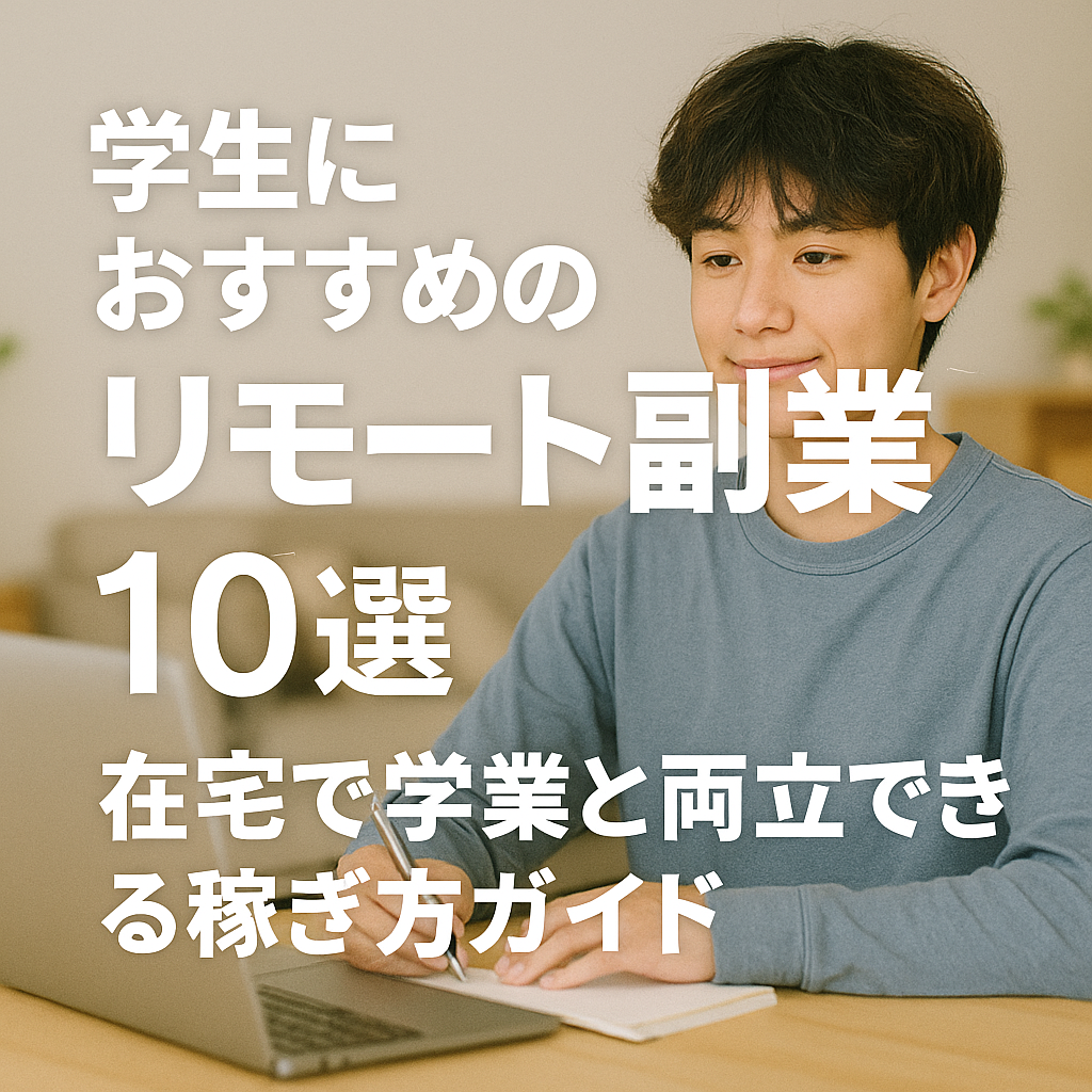 リモート副業をしながら勉強する学生のイメージ