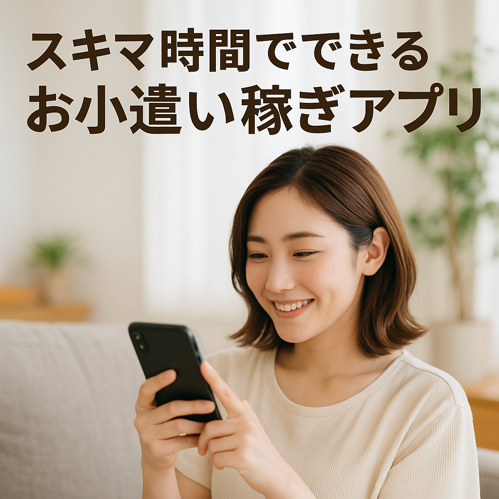スキマ時間にお小遣い稼ぎアプリを使う女性