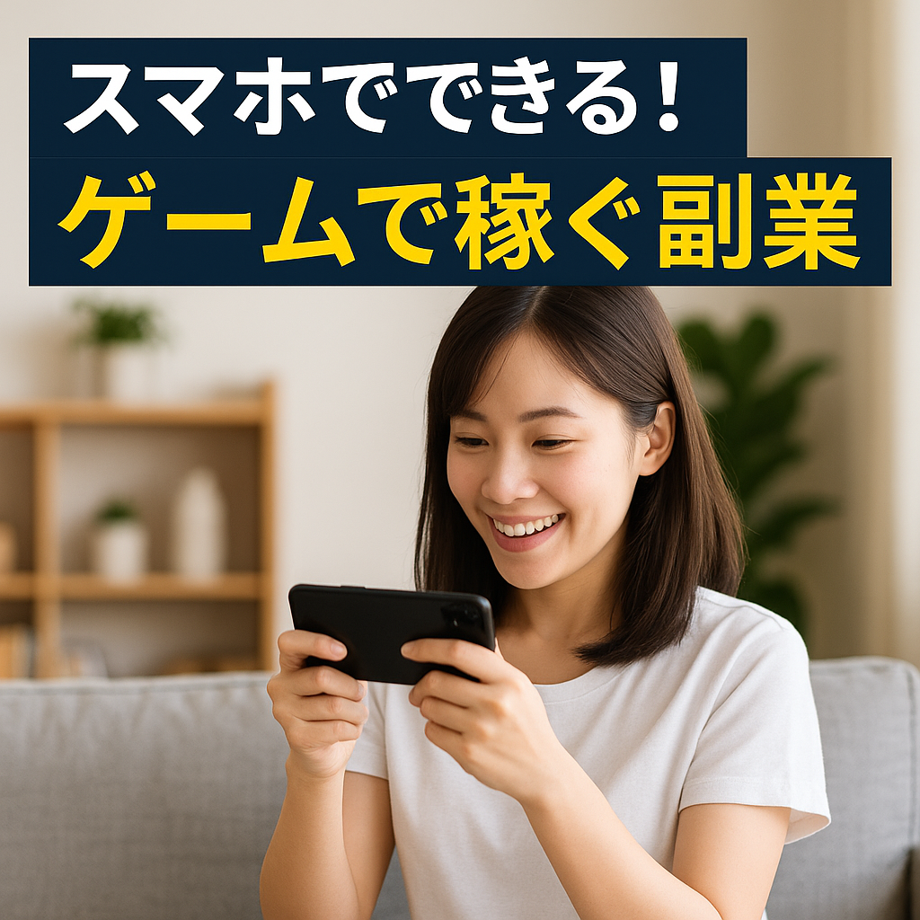 スマホゲームで副業に取り組む女性のイメージ